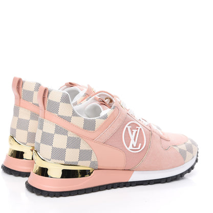Louis Vuitton Suede Damier Azur Run Away Sneakers 39 Pink 4 of 8