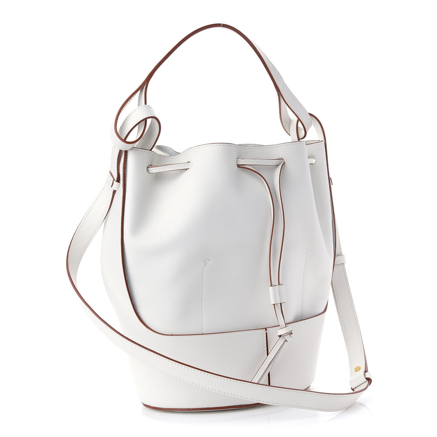 Calfskin Small Balloon Bucket Bag Soft White