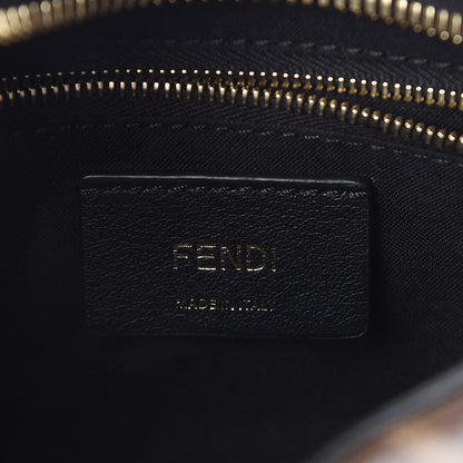Fendi Glazed Fabric Vitello Century FF 1974 Stamp Patch Mini Boston Box Bag Mogano Panna Black 6 of 10
