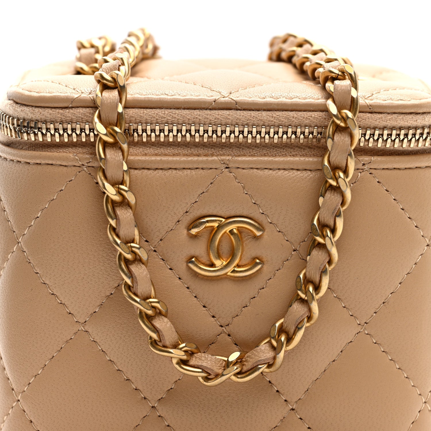 Chanel Lambskin Quilted Pearl Crush Mini Vanity Case With Chain