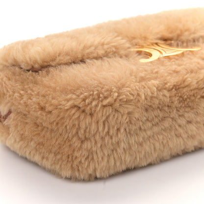 Celine Calfskin Triomphe Fluffy Shearling Bag Beige 8 of 9