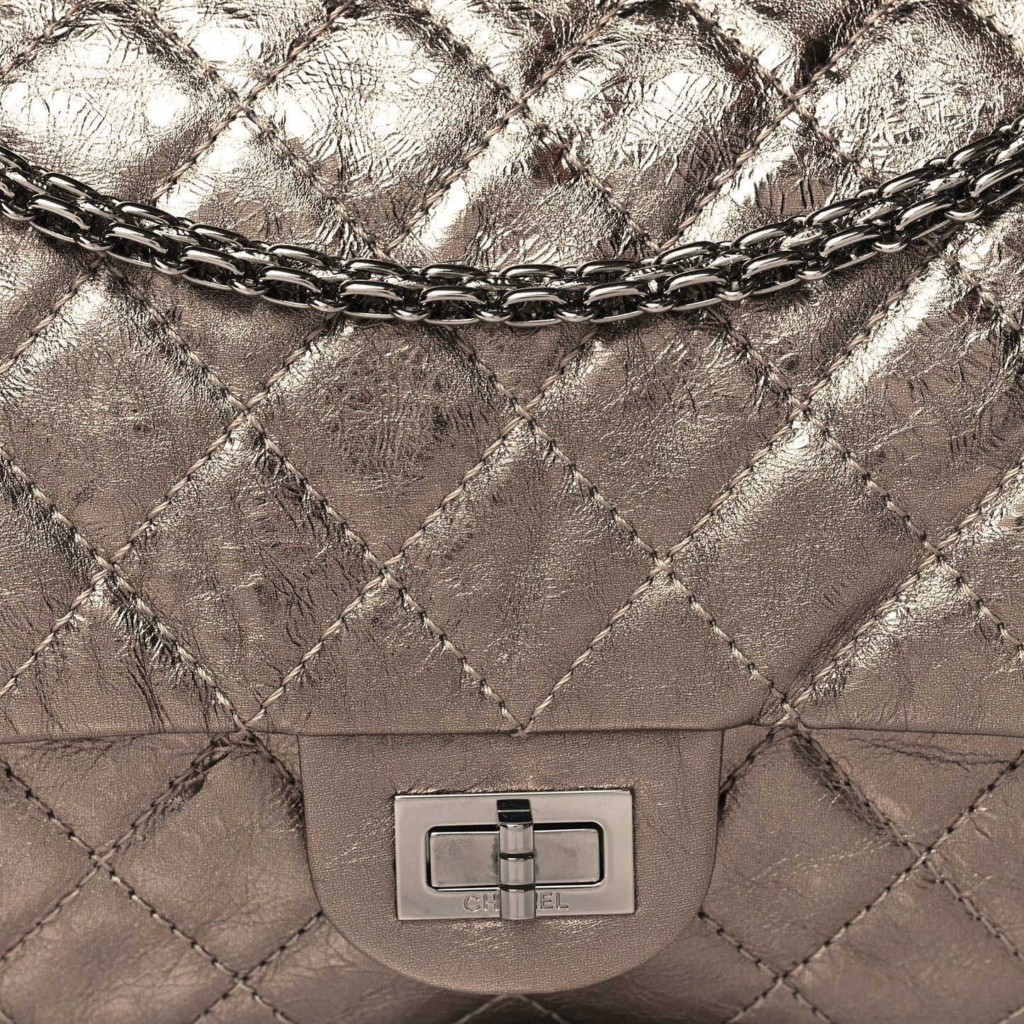 Metallic Aged Calfskin Quilted 2.55 Reissue 226 Flap Dark Gold