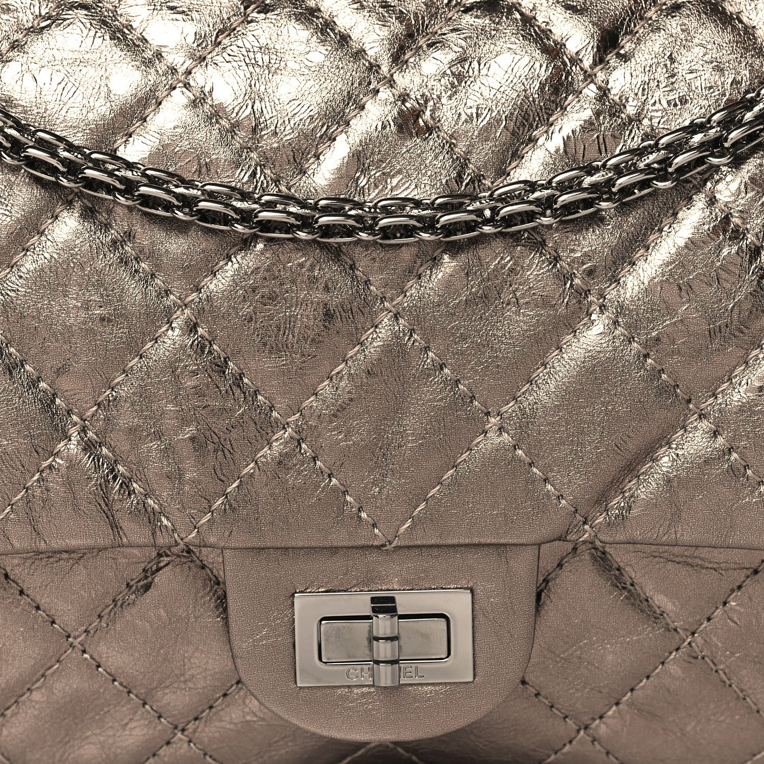 Chanel Metallic Aged Calfskin Quilted 2.55 Reissue 226 Flap Dark Gold 8 of 13