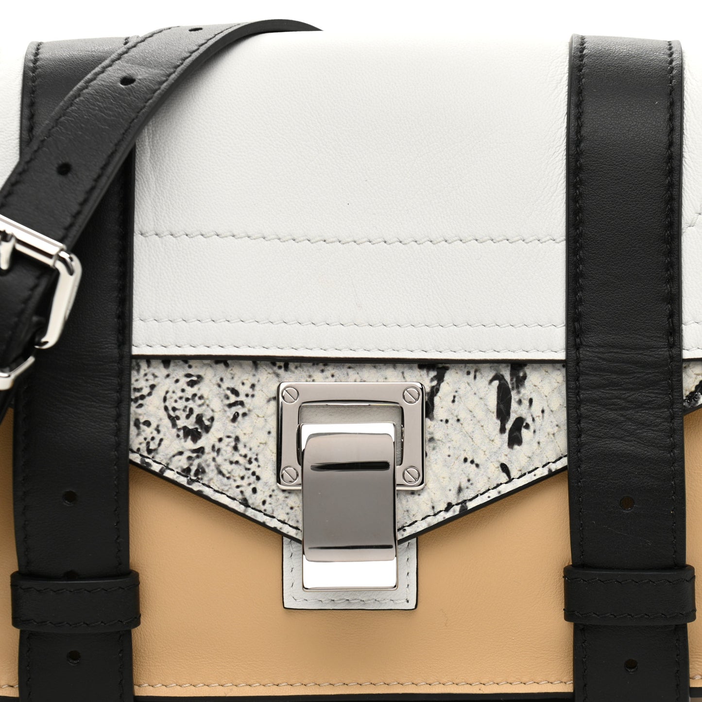 Lambskin Snakeskin Embossed PS1 Mini Pouch Messenger Black Sand