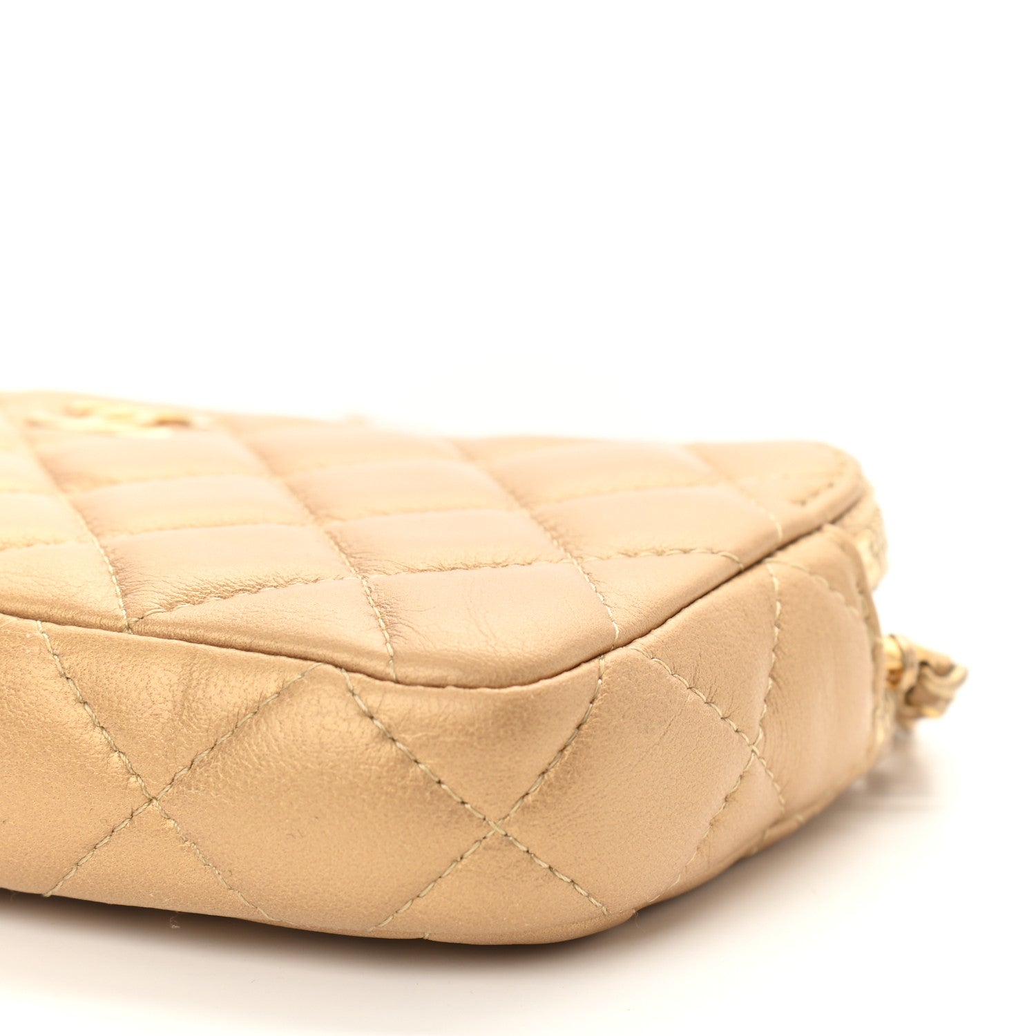 Chanel Metallic Lambskin Quilted Graffiti Small Clutch With Chain Gold 9 of 9