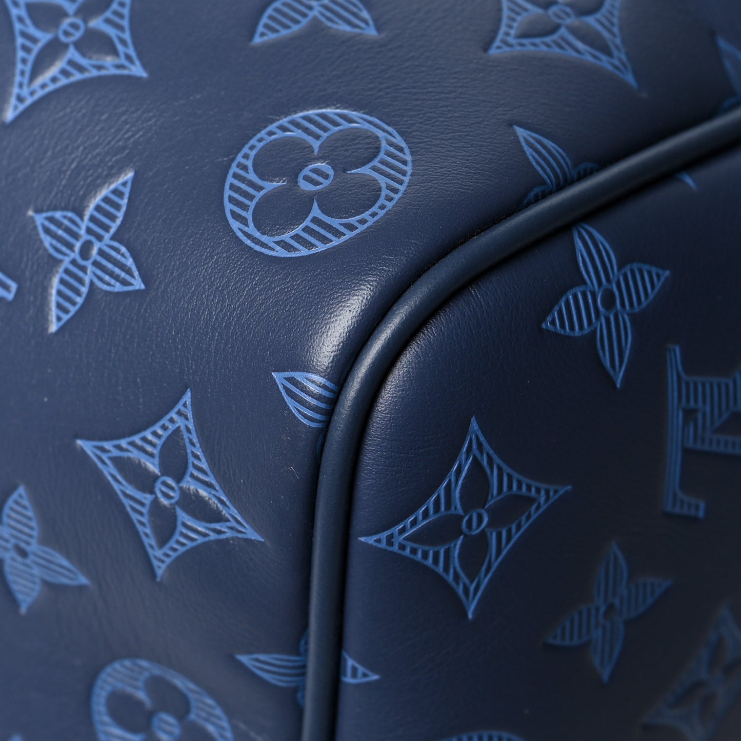 Calfskin Monogram Shadow Keepall Bandouliere 50 Navy