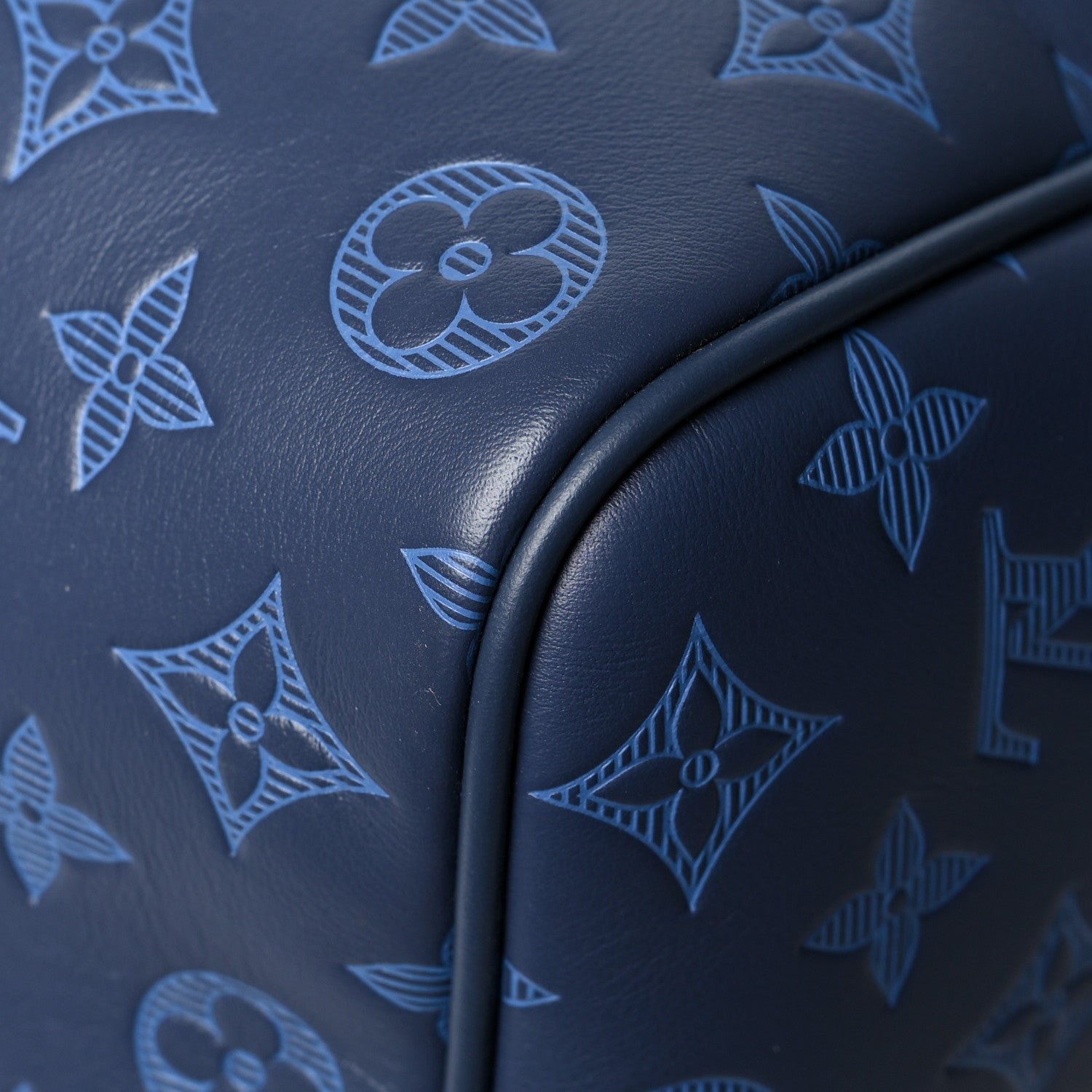 Louis Vuitton Calfskin Monogram Shadow Keepall Bandouliere 50 Navy 11 of 11