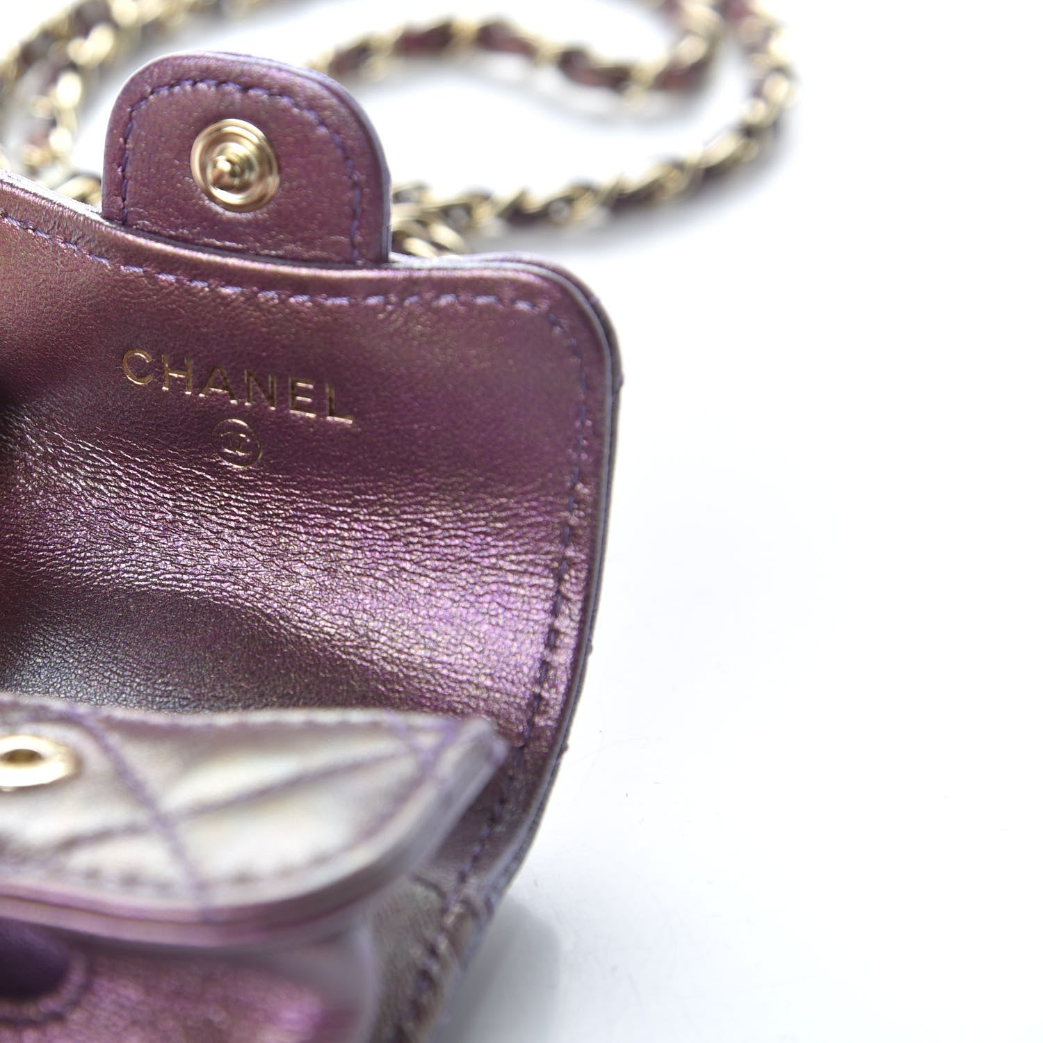 Chanel Iridescent Lambskin Quilted Airpods Pro Case Purple 8 of 10