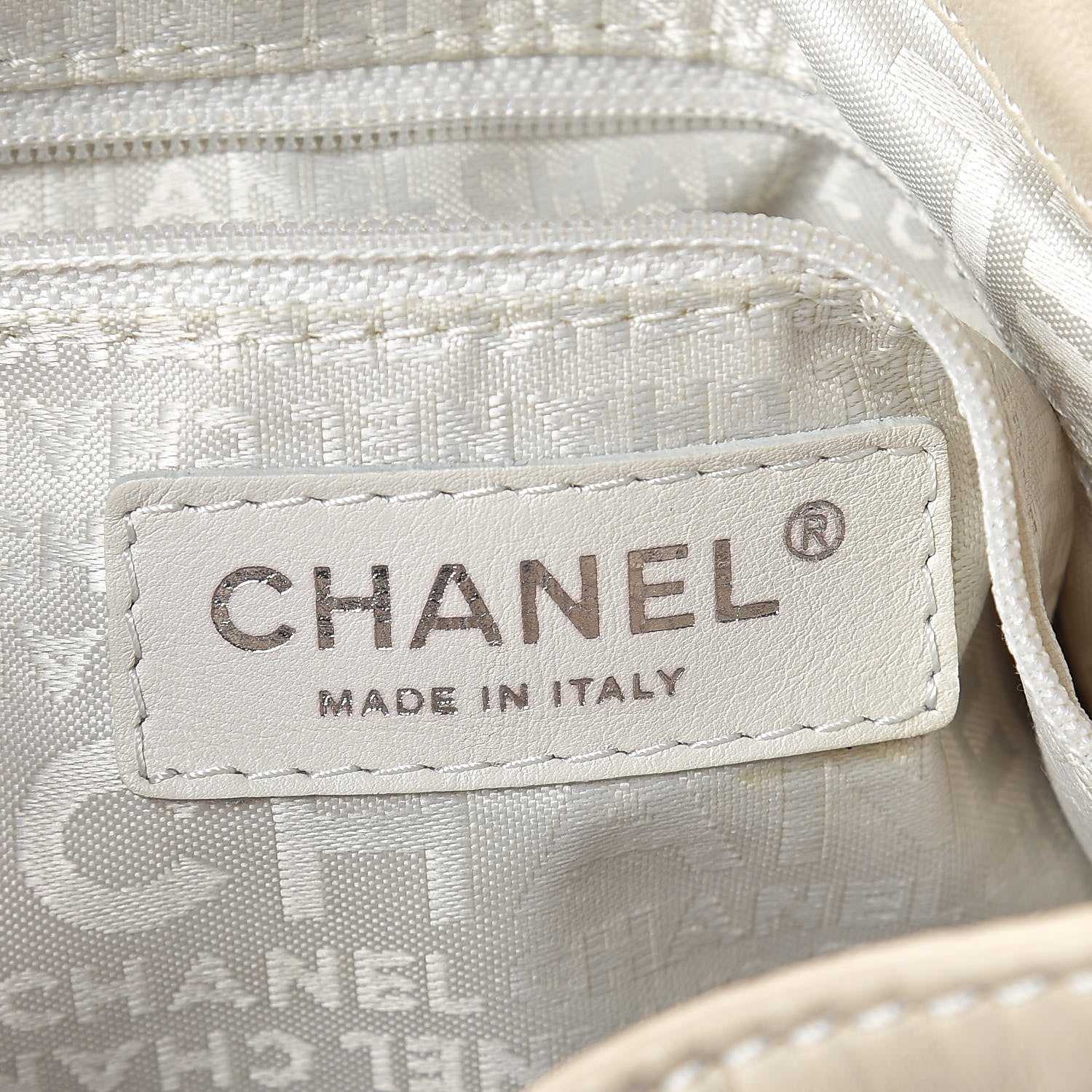 Chanel Lambskin Contrast Stitch Small Drawstring Tote Ivory 6 of 10