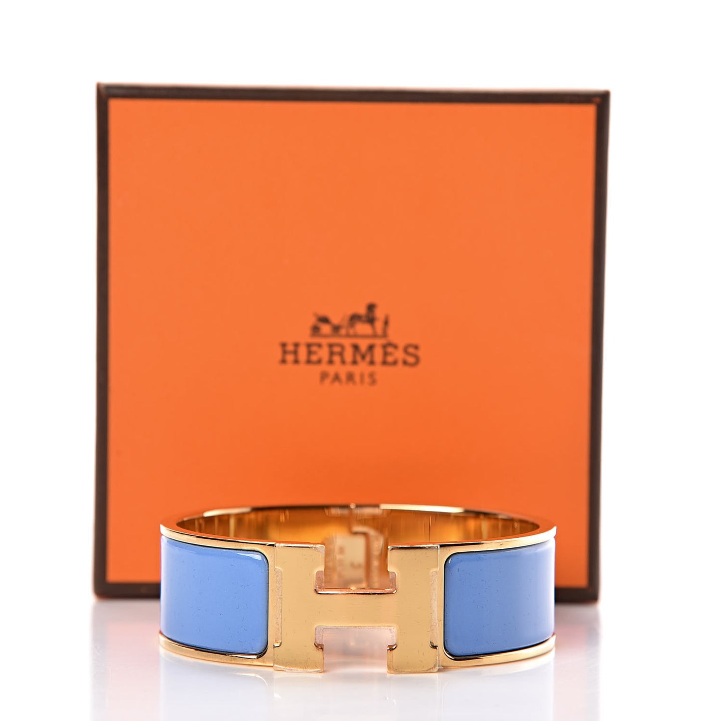 Enamel Wide Clic Clac H Bracelet GM Bleu Transat