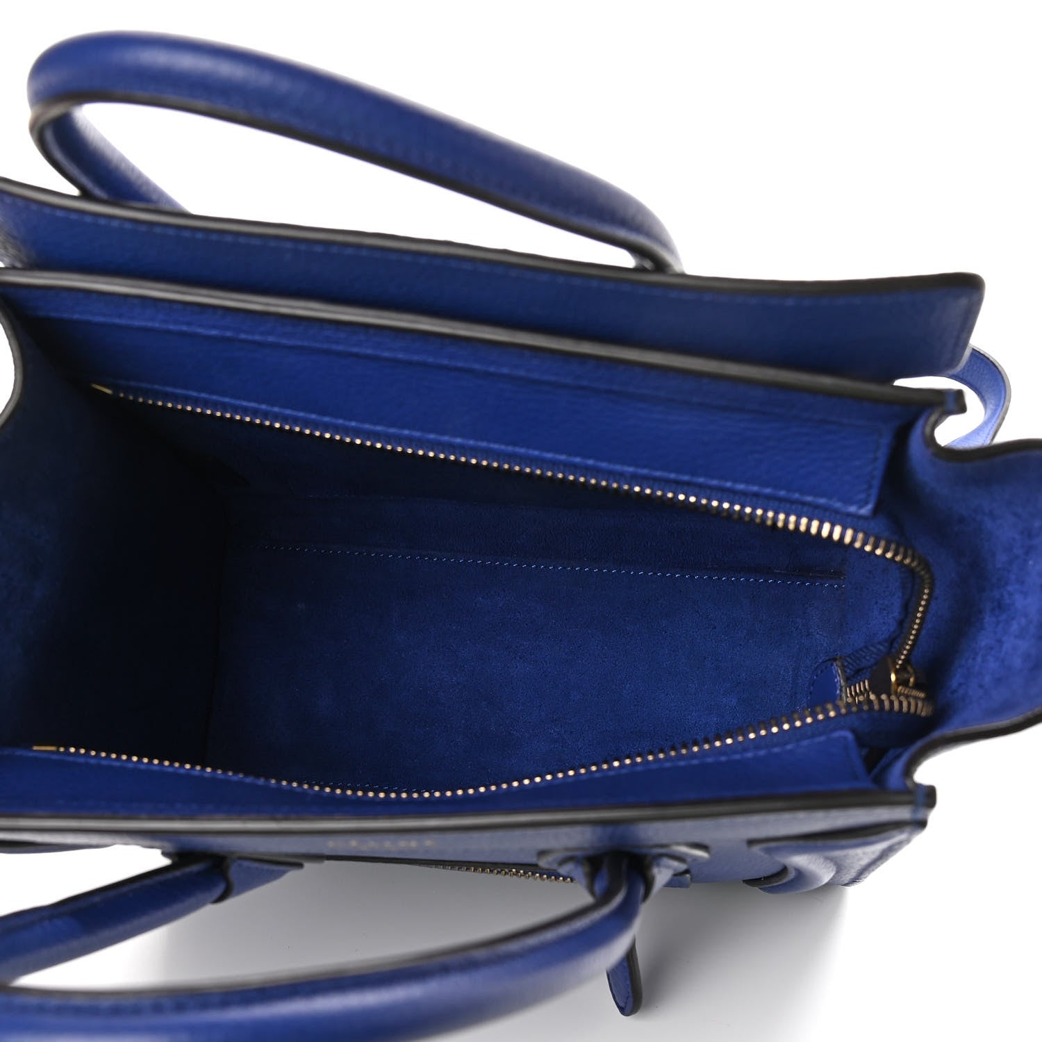 Celine Drummed Calfskin Nano Luggage Indigo 4 of 9