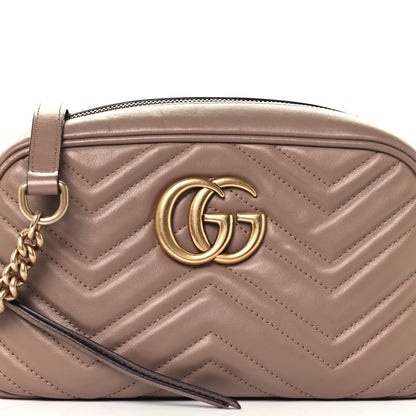 Gucci Calfskin Matelasse Small GG Marmont Chain Shoulder Bag Porcelain Rose 9 of 11
