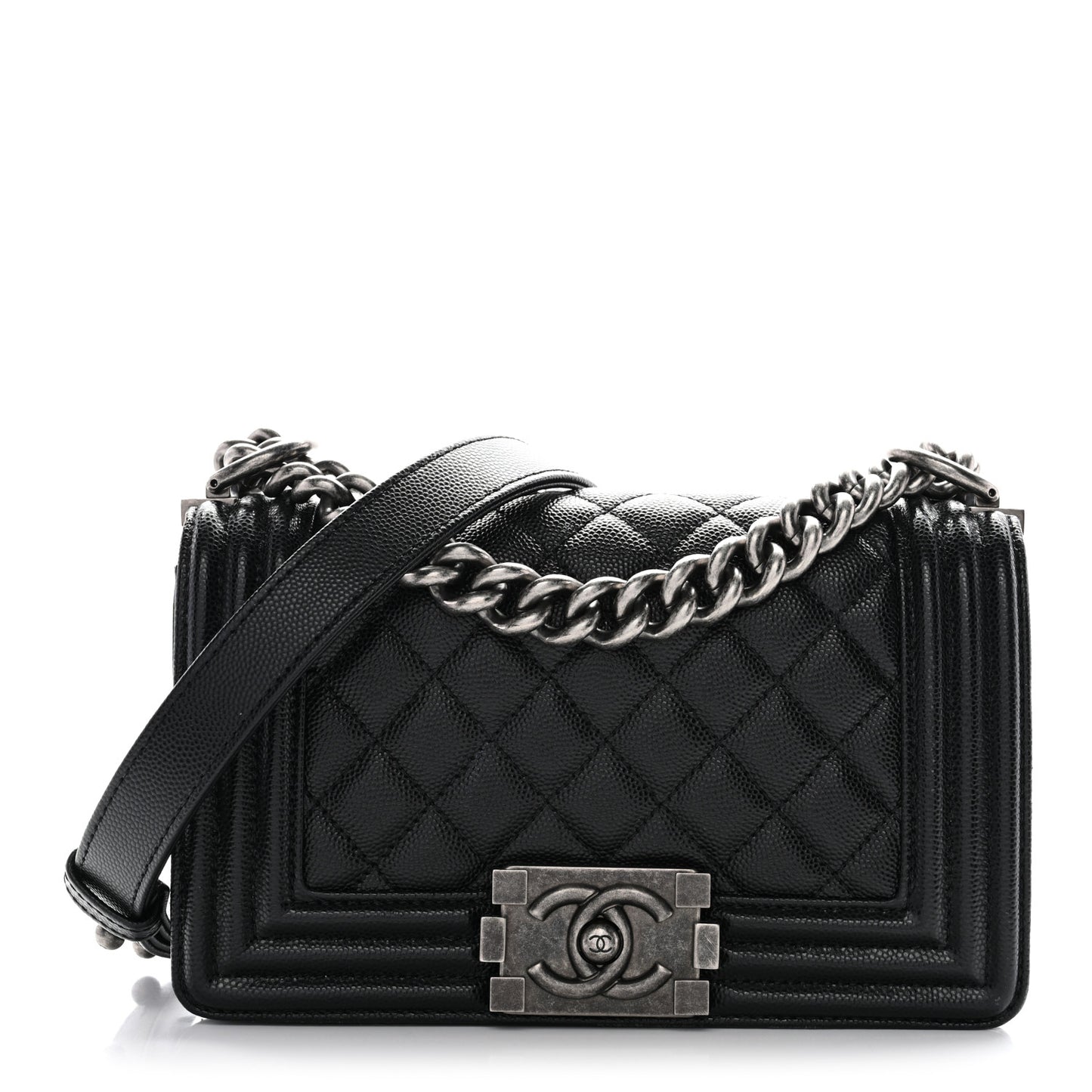 Caviar Quilted Small Boy Flap Black