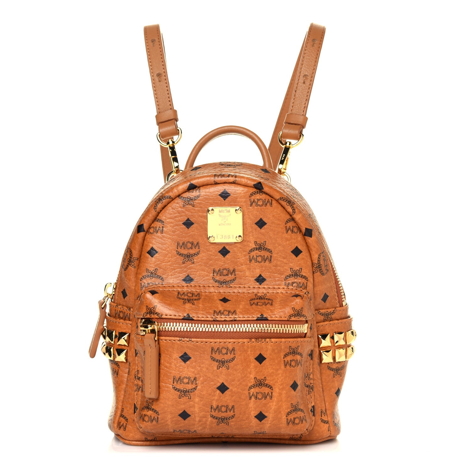 MCM Visetos Side Stud Mini Stark Backpack Cognac 1 of 9