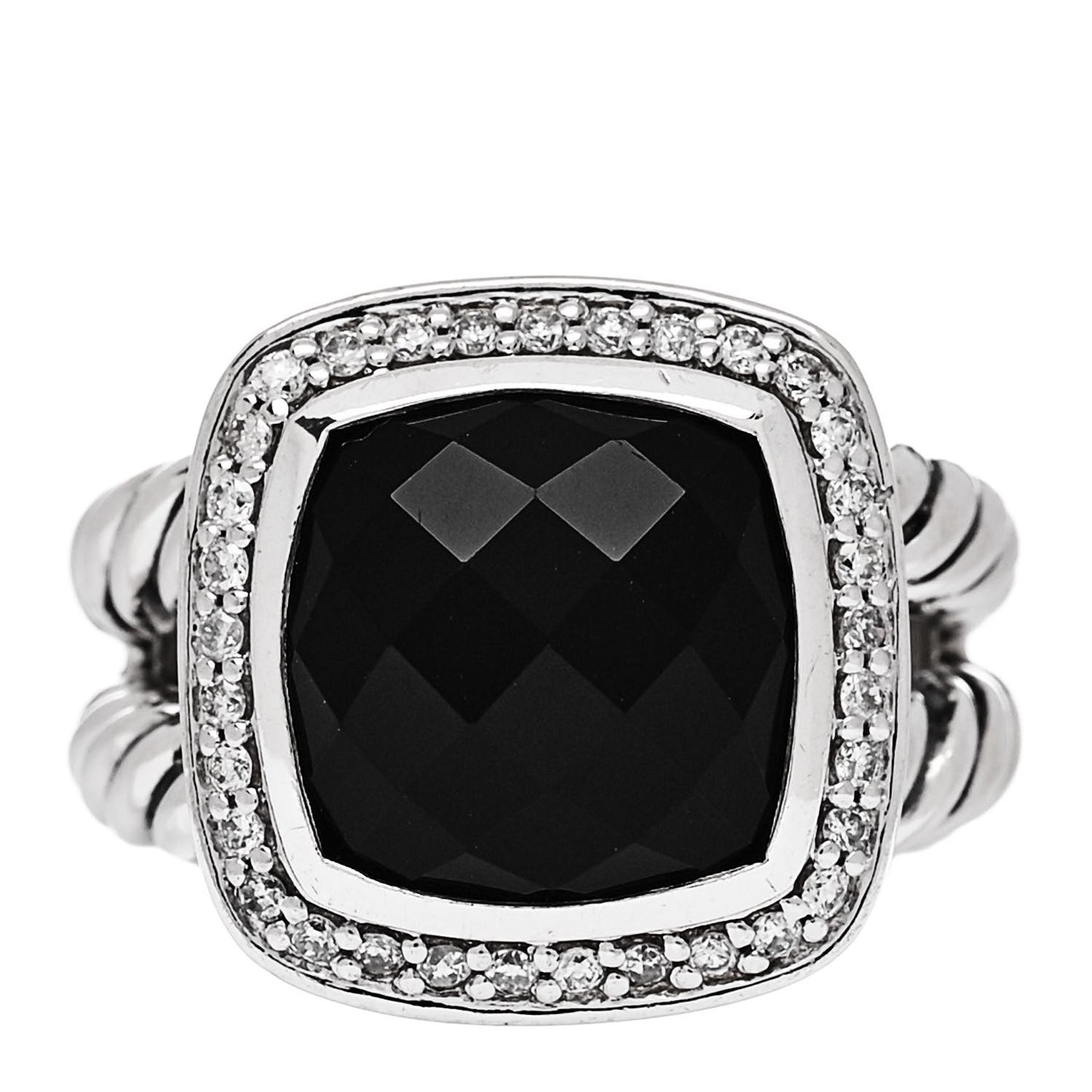 Sterling Silver Diamond Black Onyx 11mm Albion Statement Ring 52 6