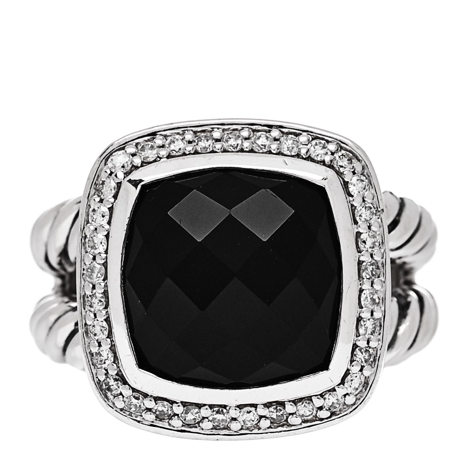 David Yurman Sterling Silver Diamond Black Onyx 11mm Albion Statement Ring 52 6 1 of 5