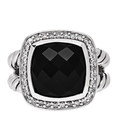 David Yurman Sterling Silver Diamond Black Onyx 11mm Albion Statement Ring 52 6 1 of 5