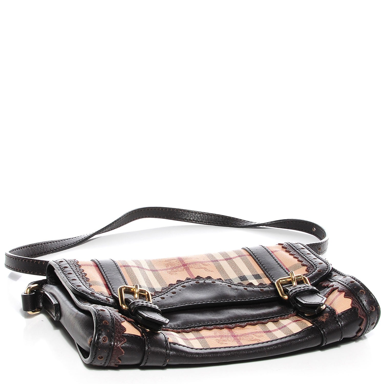 Burberry Haymarket Check Satchel Crossbody Bag Chocolate 6 of 11