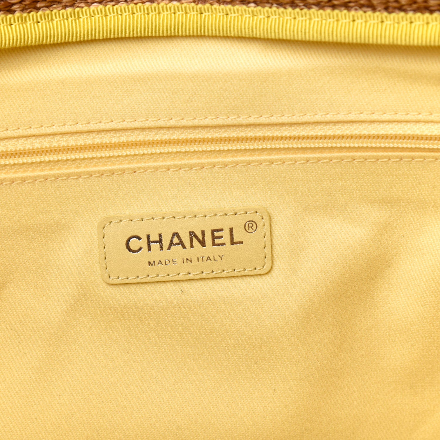 Chanel Mixed Fibers Large Shopping Bag Yellow Brown 6 of 12