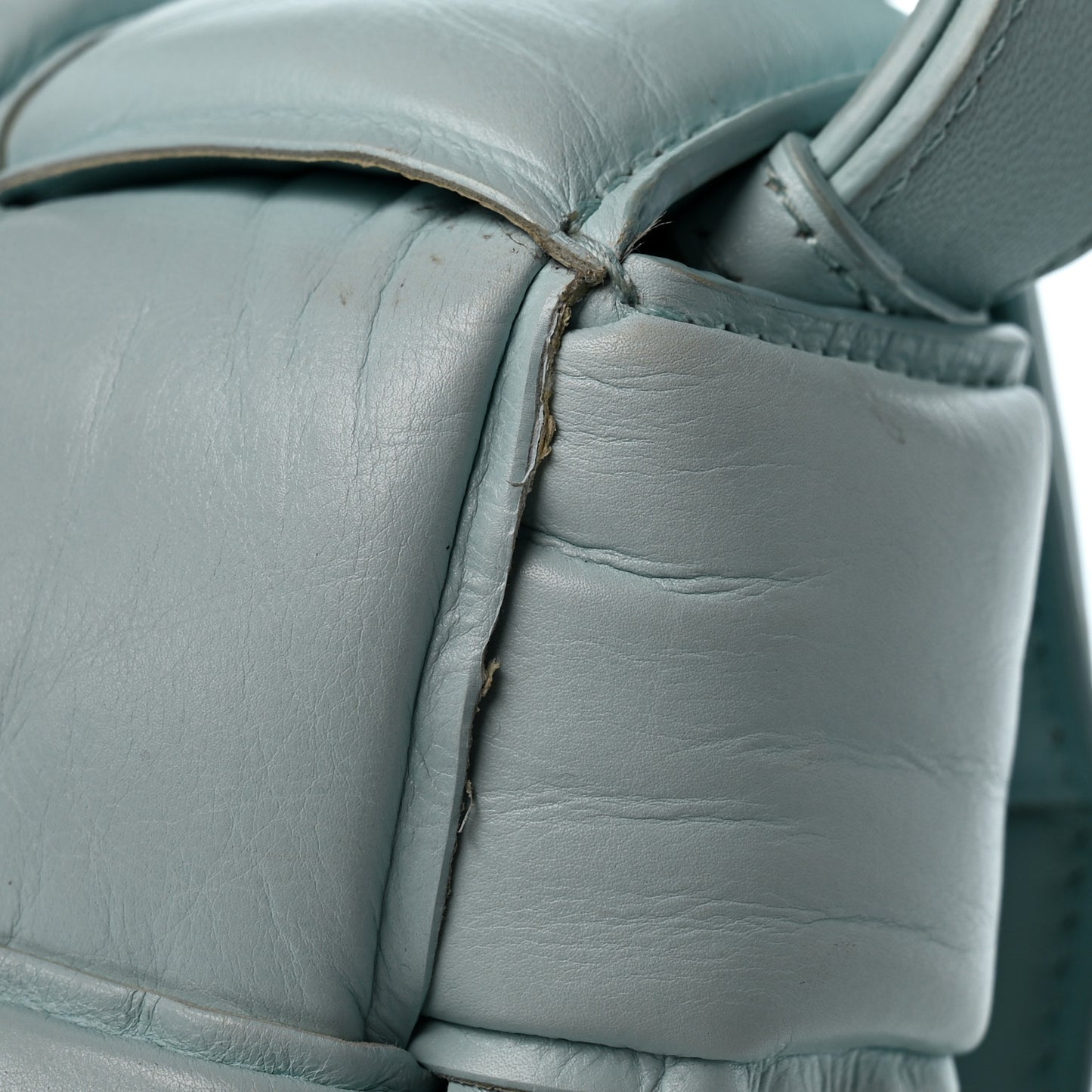 Paper Calfskin Maxi Intreccio Padded Cassette Crossbody Bag Ice