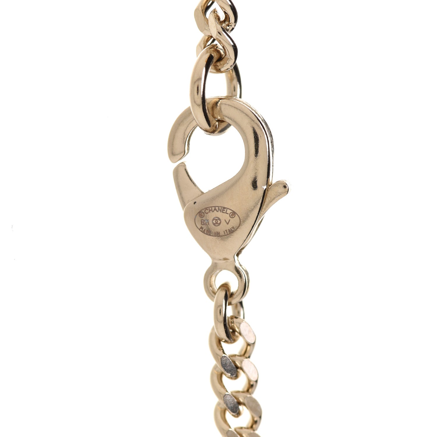 Chanel Crystal Dog Tag Chain Necklace Gold 5 of 6
