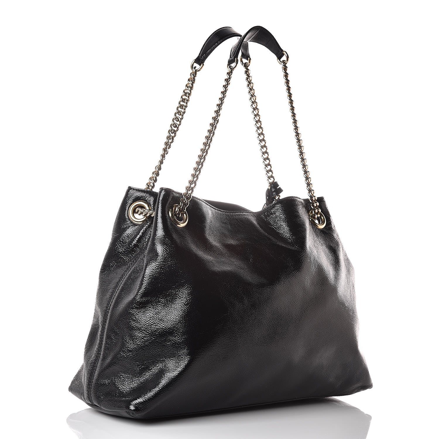 Gucci Patent Medium Soho Chain Shoulder Bag Black 2 of 14