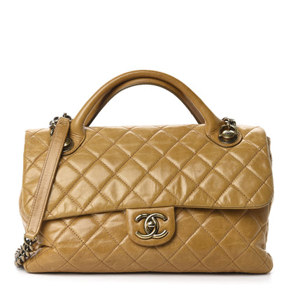 Chanel Glazed Calfskin Castle Rock Medium Flap Yellow 1 of 9