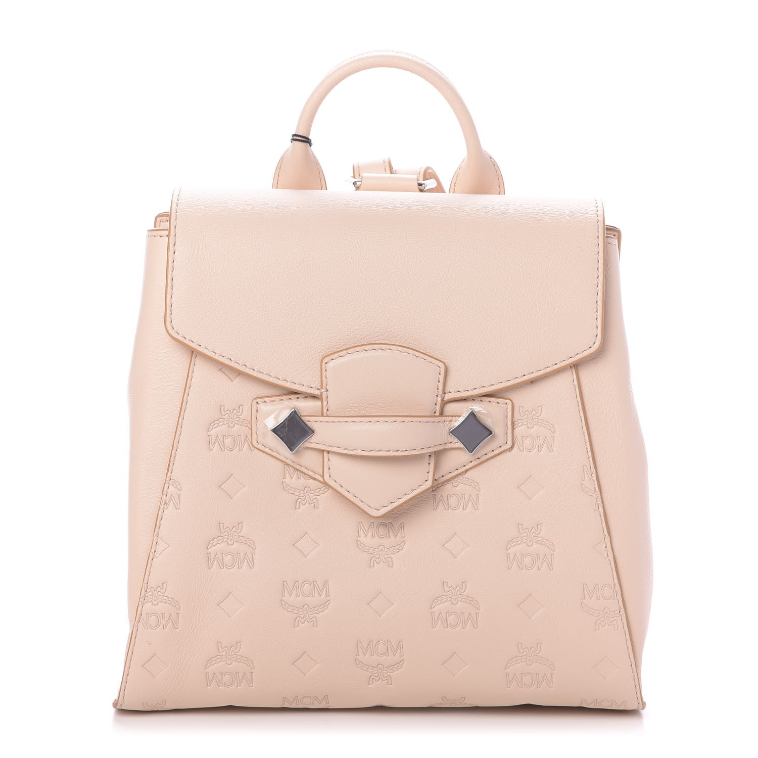 MCM Calfskin Essential Monogram Small Backpack Bisque 1 of 10