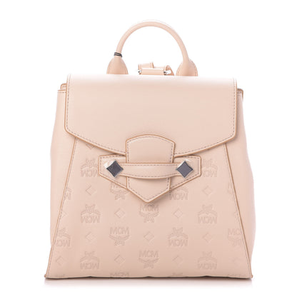 MCM Calfskin Essential Monogram Small Backpack Bisque 1 of 10
