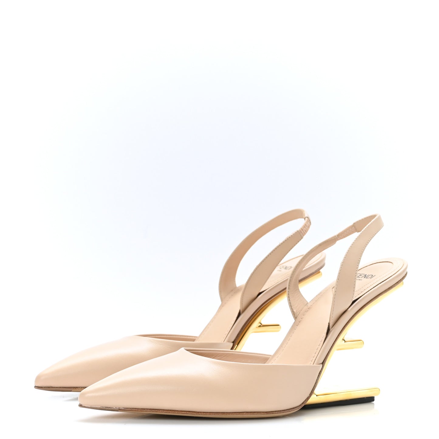 Vitello Fendi First 95mm Slingback Sandals 39 Poudre
