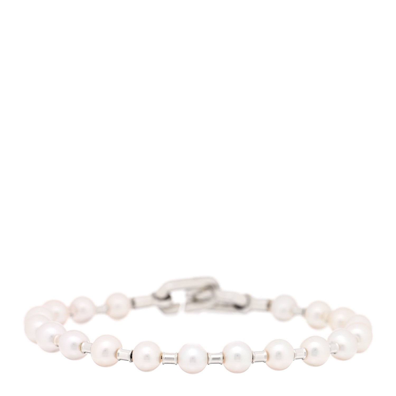 Tiffany Sterling Silver Pearl 5-6mm HardWear Bracelet 1 of 4