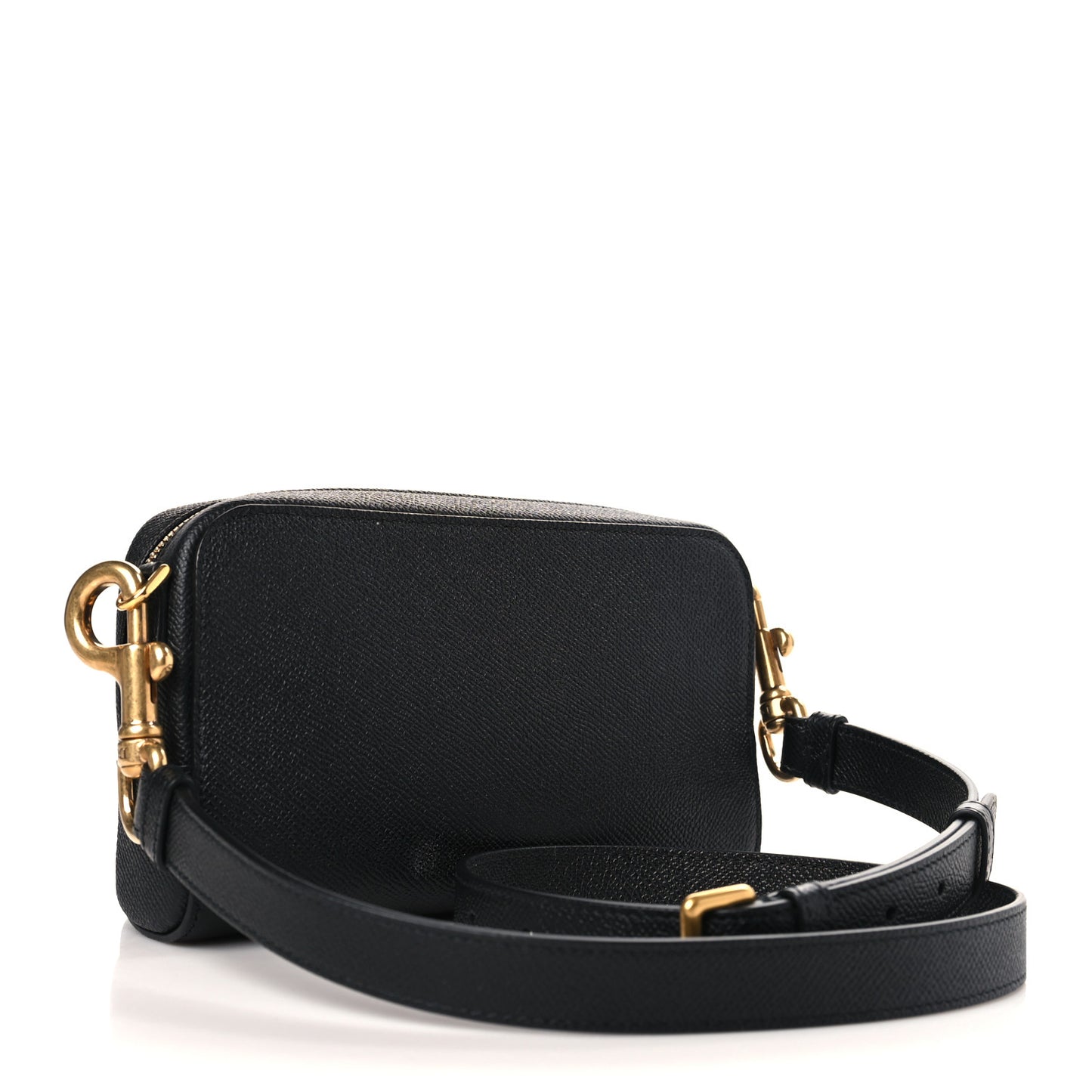 Grained Calfskin Caro Double Pouch Black