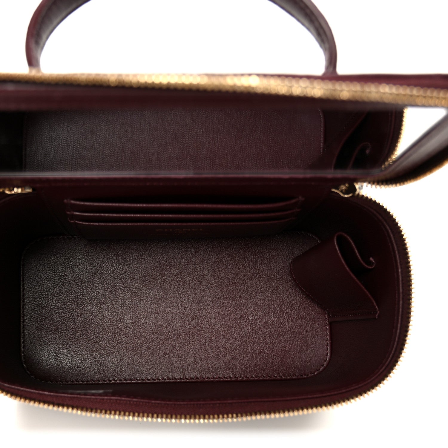 Chanel Lambskin Quilted Small Top Handle Vanity Case With Chain Burgundy 4 of 10