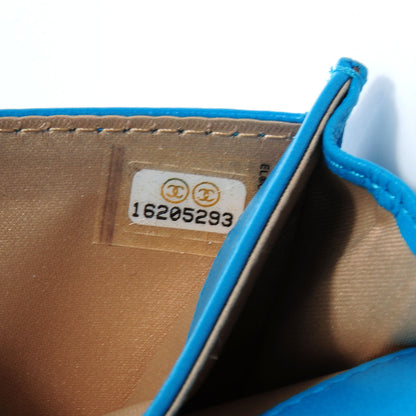 Chanel Lambskin Camellia Card Holder Turquoise 9 of 9