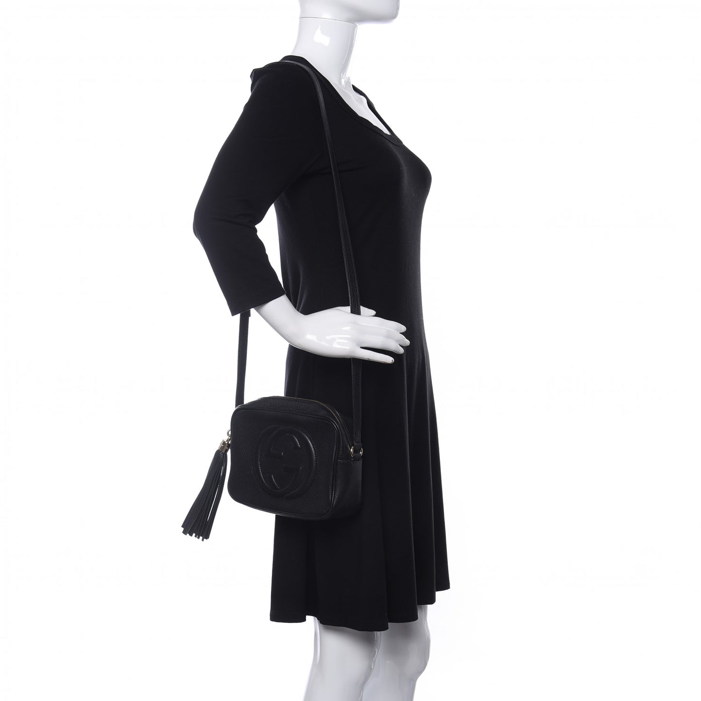 Pebbled Calfskin Small Soho Disco Bag Black