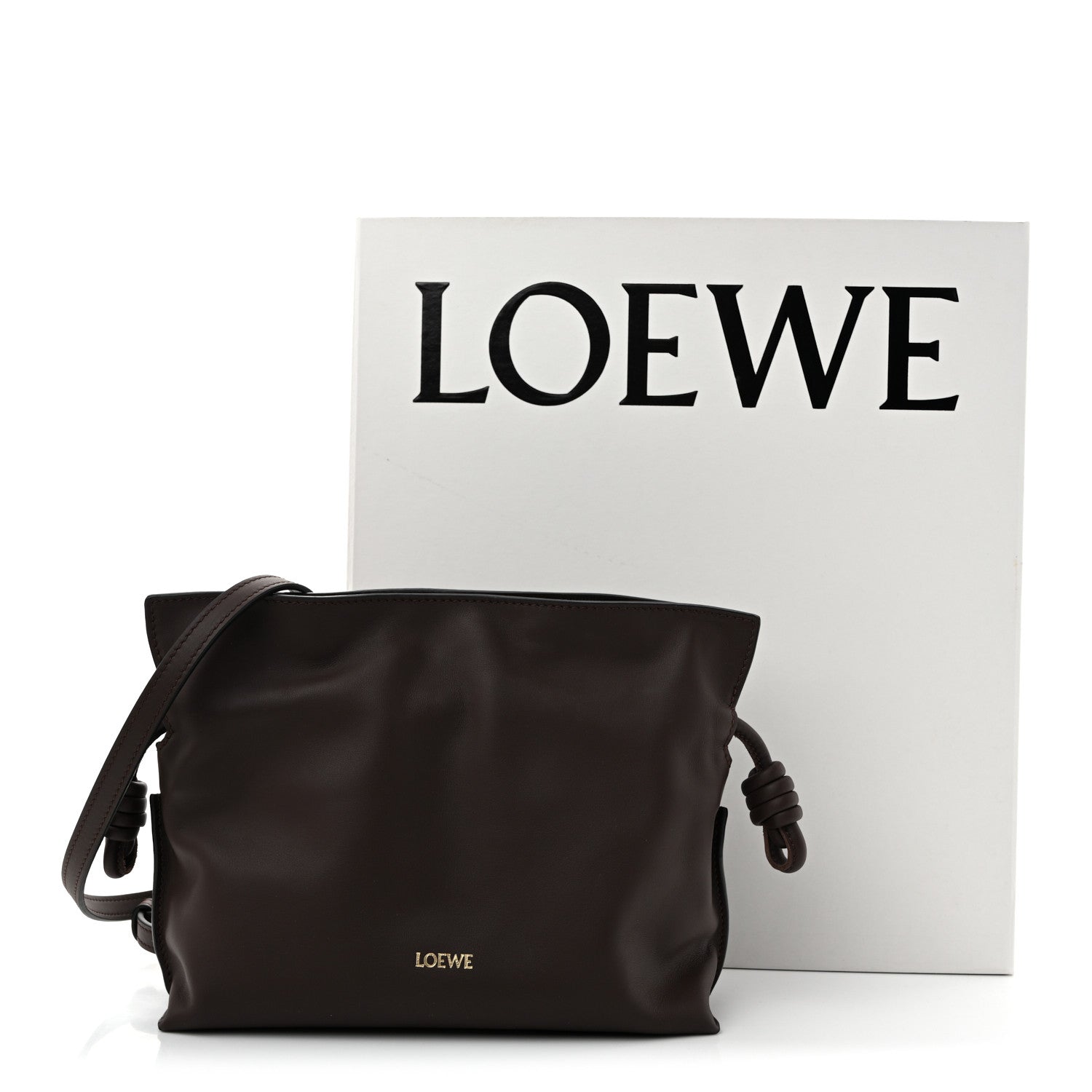 Loewe Calfskin Mini Flamenco Knot Clutch Chocolate 12 of 12