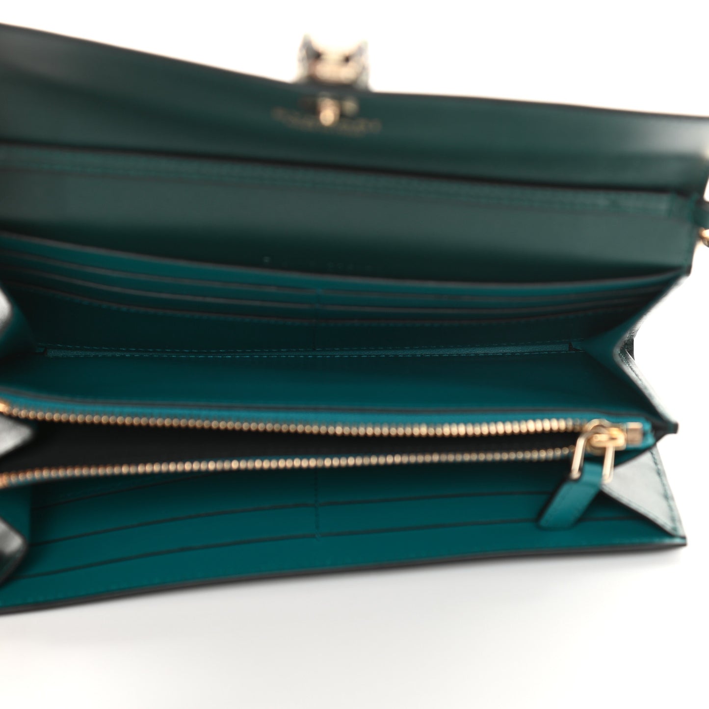 Calfskin Serpenti Forever Chain Wallet Green