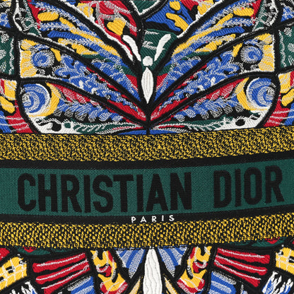 Christian Dior Canvas Embroidered Butterfly Book Tote Black Multicolor 8 of 10