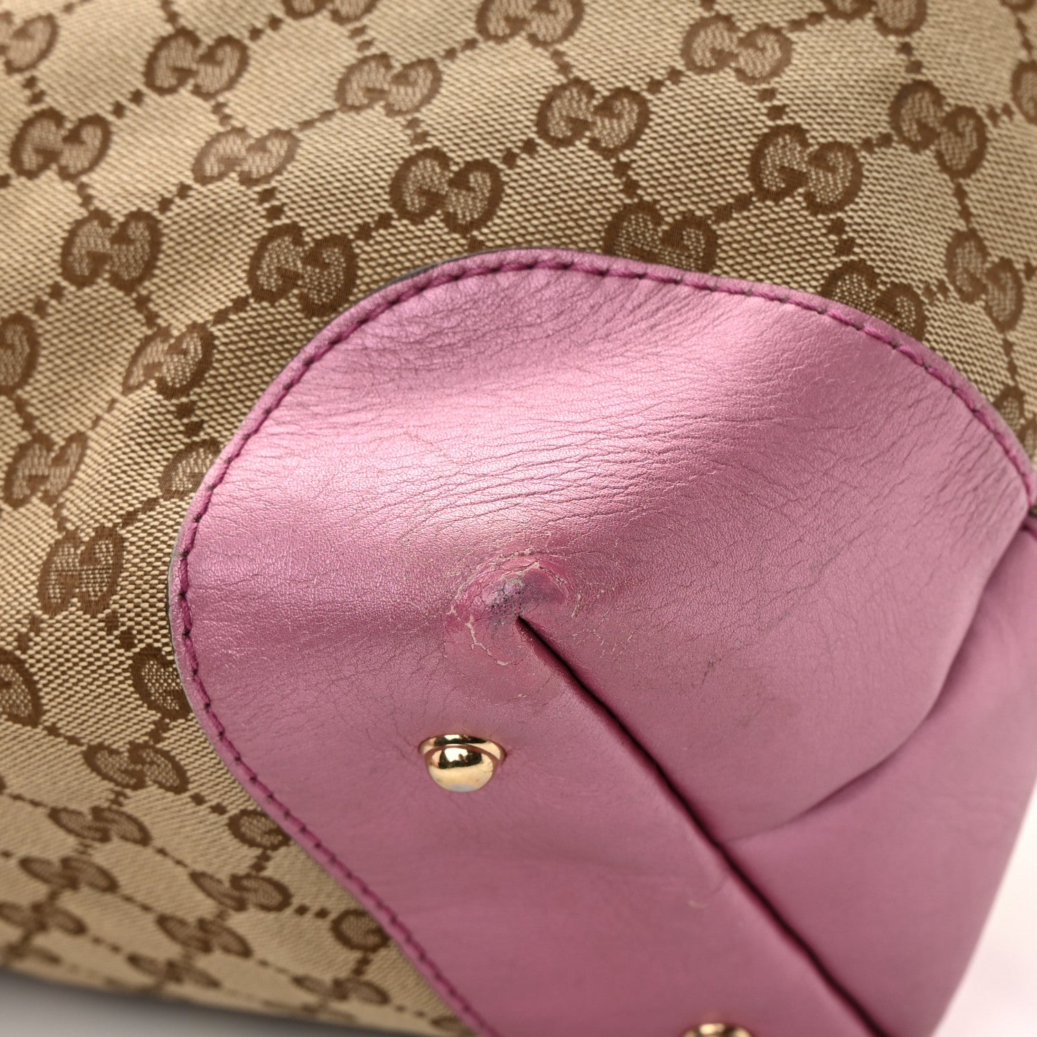 Gucci Monogram Large Heart Bit Charm Top Handle Tote Pink 10 of 23