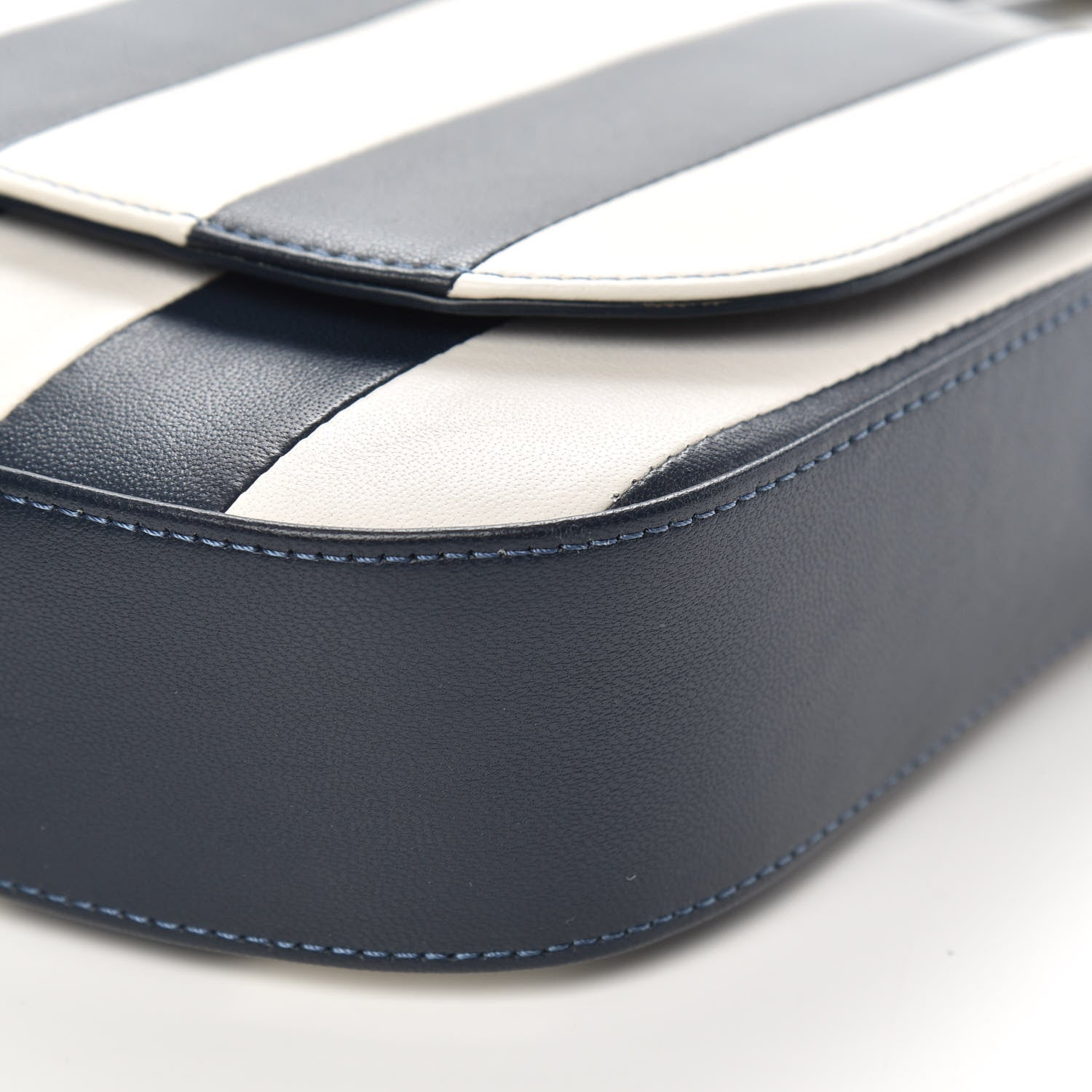 Mansur Gavriel Lambskin Stripe Flap Crossbody Bag Navy White 8 of 10