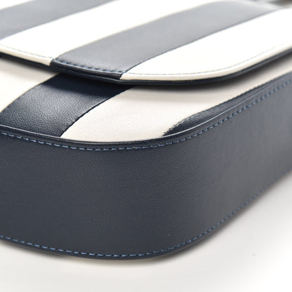 Mansur Gavriel Lambskin Stripe Flap Crossbody Bag Navy White 8 of 10