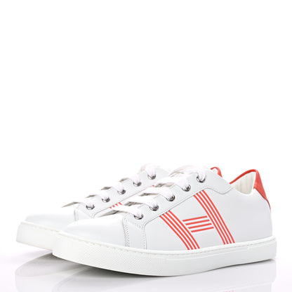 Hermes Calfskin Womens Advantage Sneakers 38.5 White Orange 3 of 11