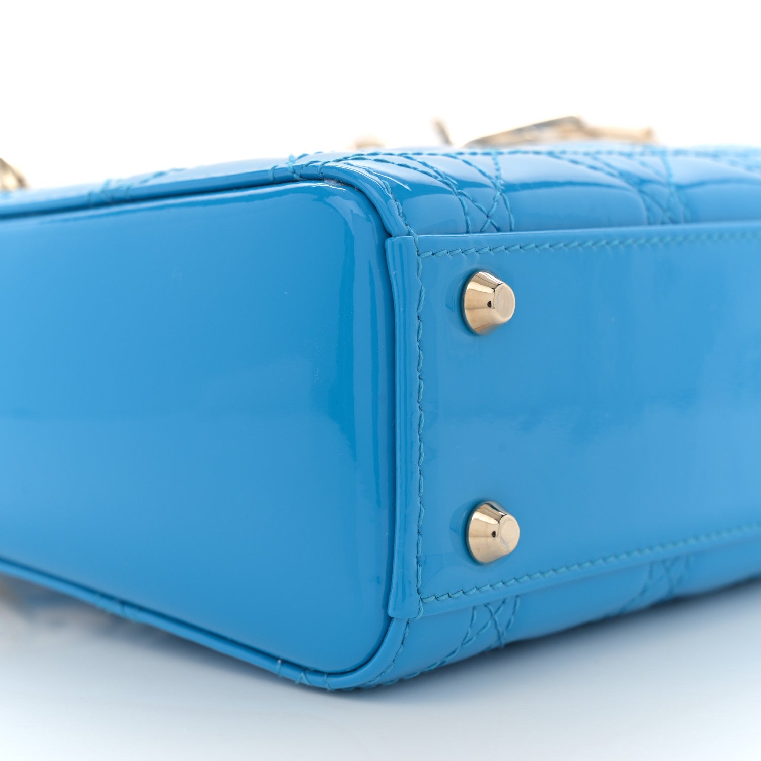 Christian Dior Patent Cannage Mini Lady Dior Blue 9 of 10