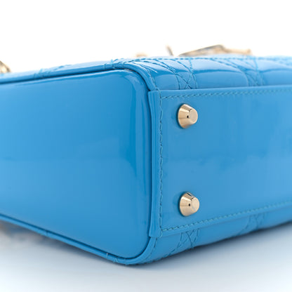 Christian Dior Patent Cannage Mini Lady Dior Blue 9 of 10