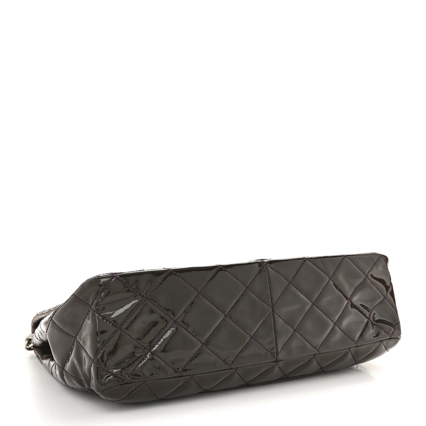 Patent Quilted Jumbo Single Flap Dark Purple
