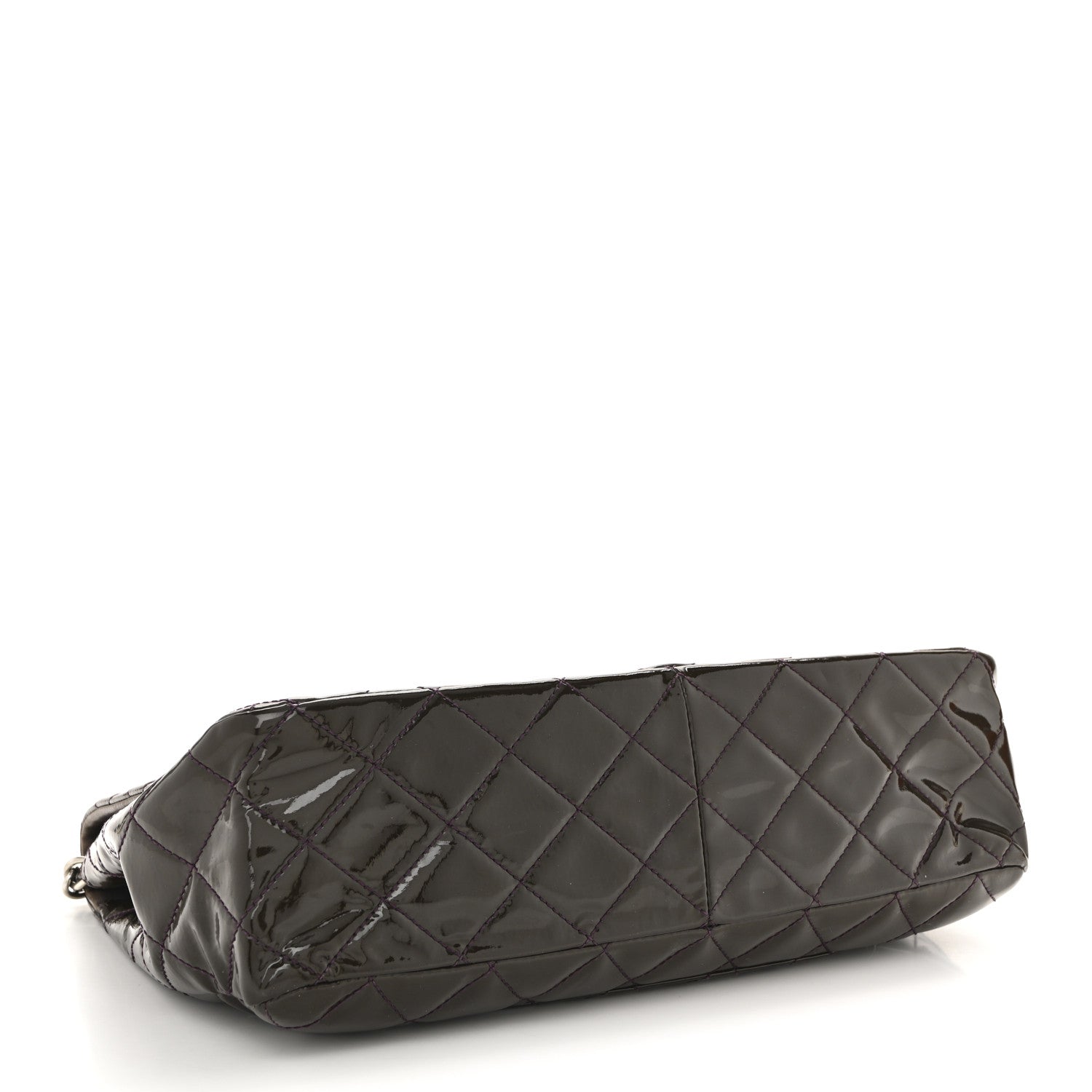 Chanel Patent Quilted Jumbo Single Flap Dark Purple 4 of 14