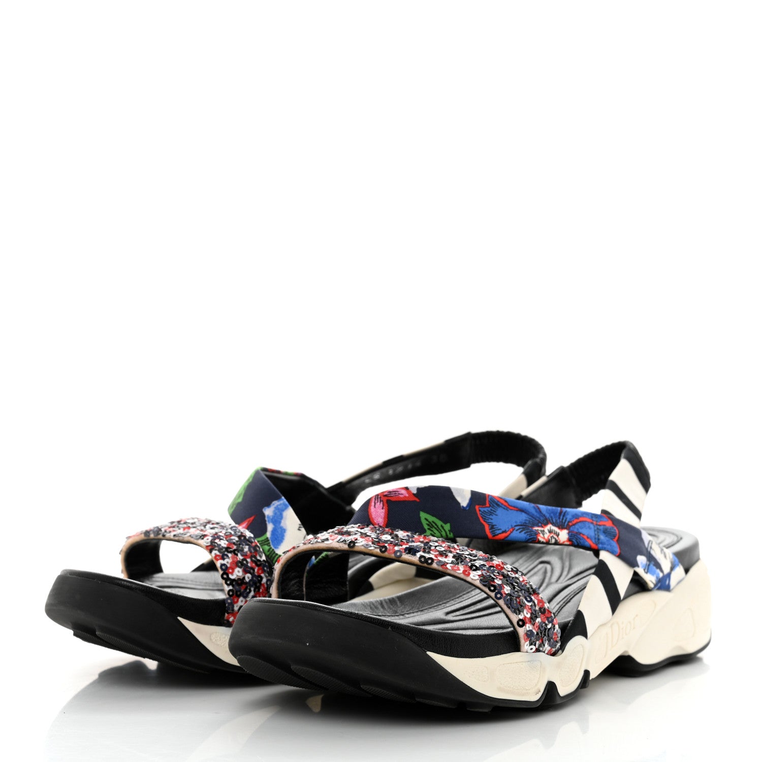 Christian Dior Canvas Sequin Dior Pulse Sandals 38 Multicolor 3 of 9