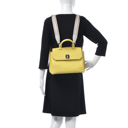 MCM Pebbled Calfskin Medium Milla Backpack Custard Yellow 2 of 7