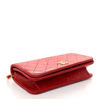 Chanel Lambskin Quilted Wallet On Chain WOC Red 4 of 13