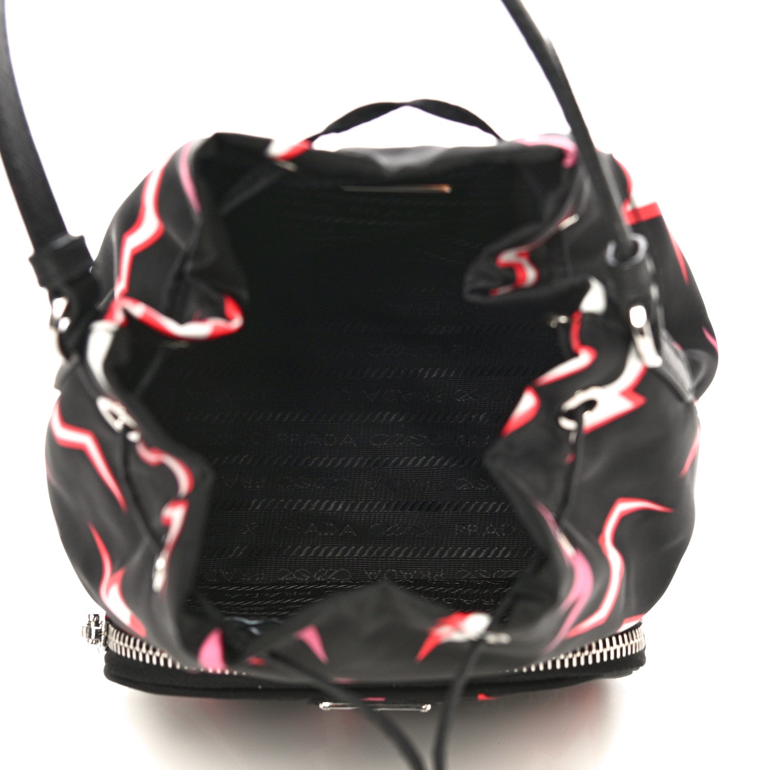 Prada X UNIVERSAL STUDIOS Tessuto Nylon Saffiano Thunder Frankenstein Mini Bucket Crossbody Bag Lacca 4 of 10
